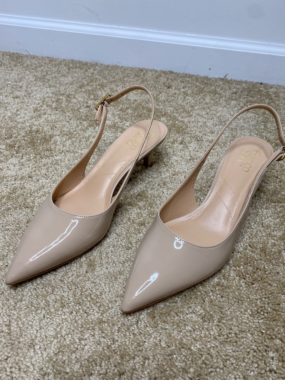 Franco Sarto Kate Slingback Patent Beige Pump